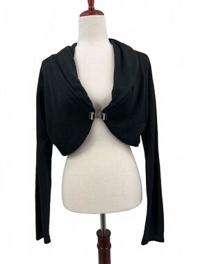 Lanvie Black Cropped Cardigan with Bow Clasp | Women’s Regular Size 10